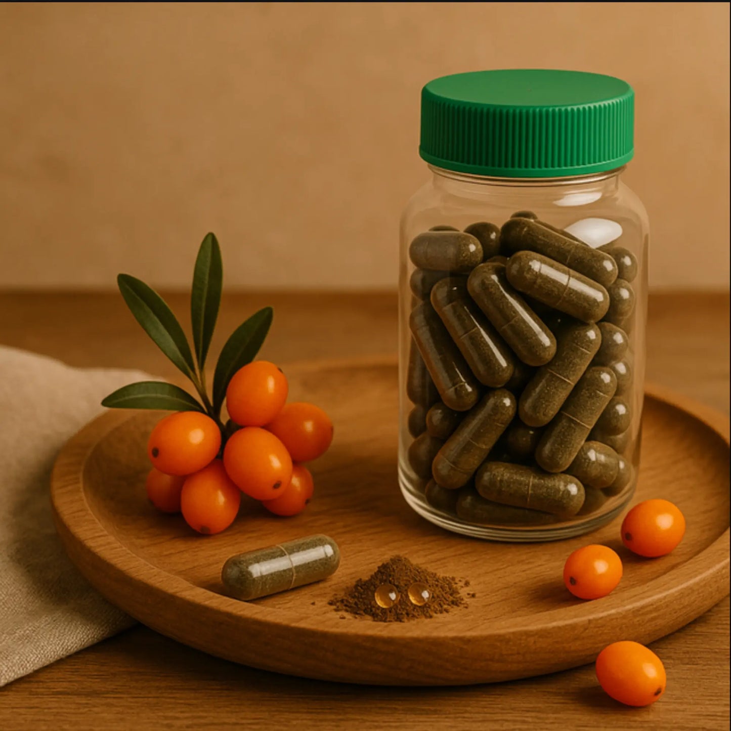 Sea Buckthorn Skin & Seed Capsules with sc-co2 oil